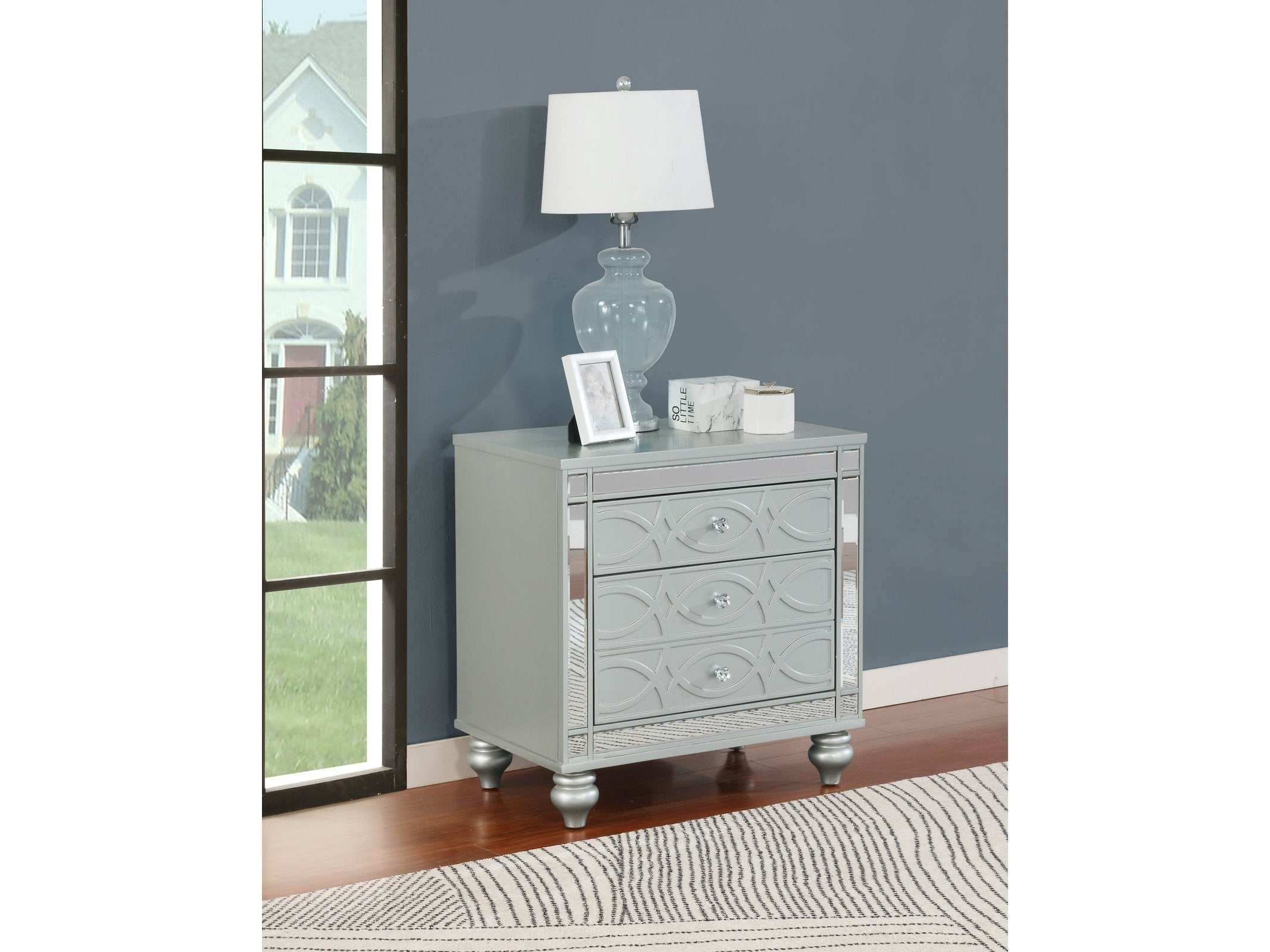 Gunnison Silver Metallic Nightstand - Ornate Home