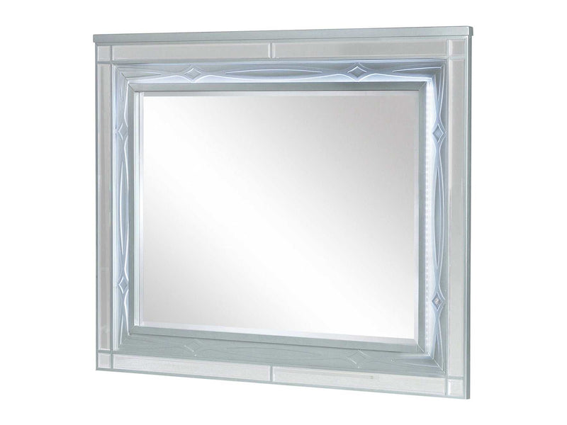 Gunnison Silver Metallic Dresser Mirror w/ LED Lighting - Ornate Home