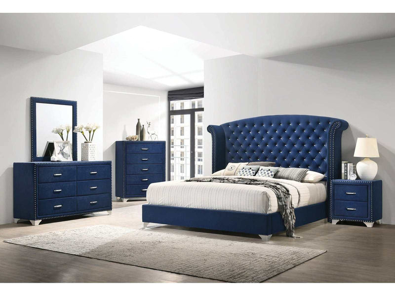 Melody - Pacific Blue - 4pc Queen Bedroom Set - Ornate Home