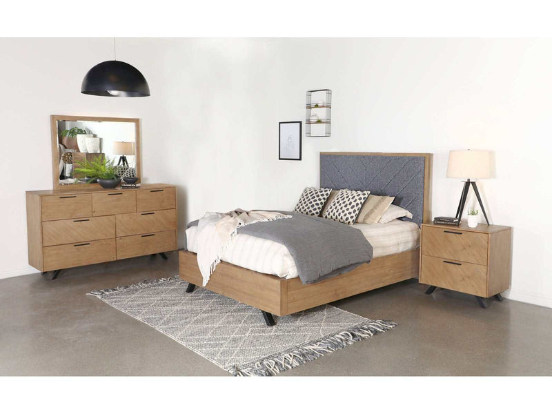 Taylor Light Honey Brown & Grey 4pc Queen Panel Bedroom Set - Ornate Home