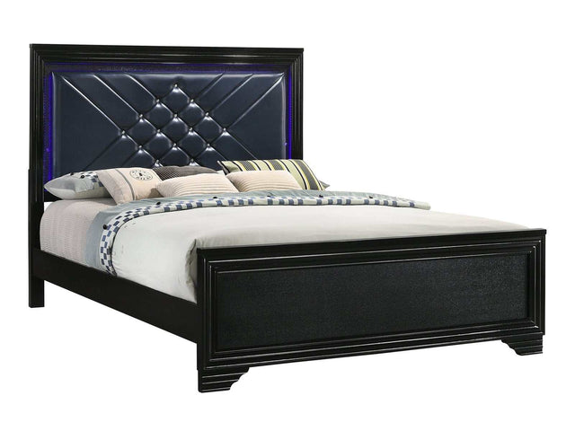 Penelope Black & Midnight Star Eastern King Bed w/ LED Lighting - Ornate Home