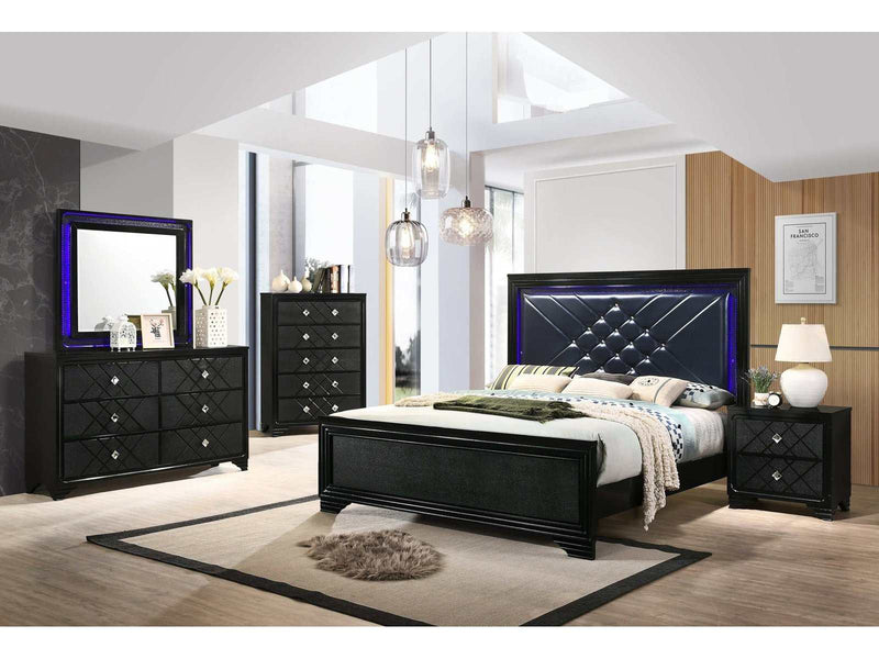 Penelope Midnight Star & Black 5pc California King Bedroom Set - Ornate Home