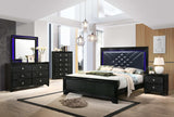 Penelope Midnight Star & Black Queen Bed w/ LED Lighting - Ornate Home