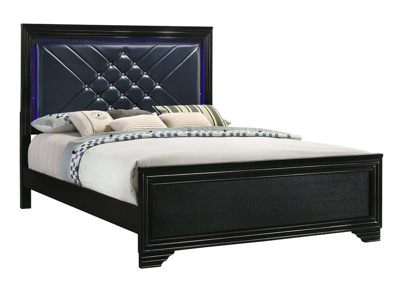 Penelope Midnight Star and Black 4pc Queen Bedroom Set - Ornate Home