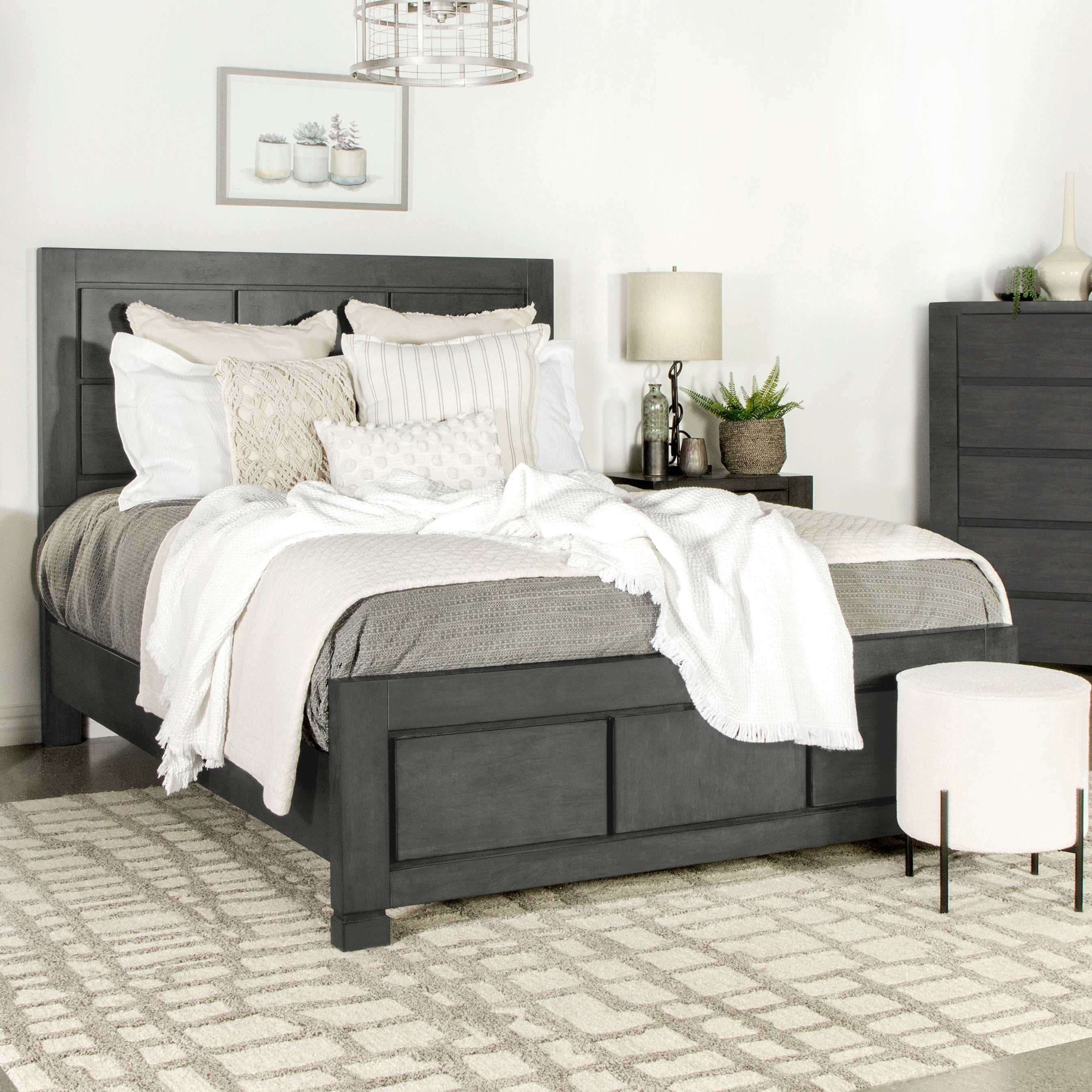 Lorenzo Dark Grey Eastern King Bed - Ornate Home