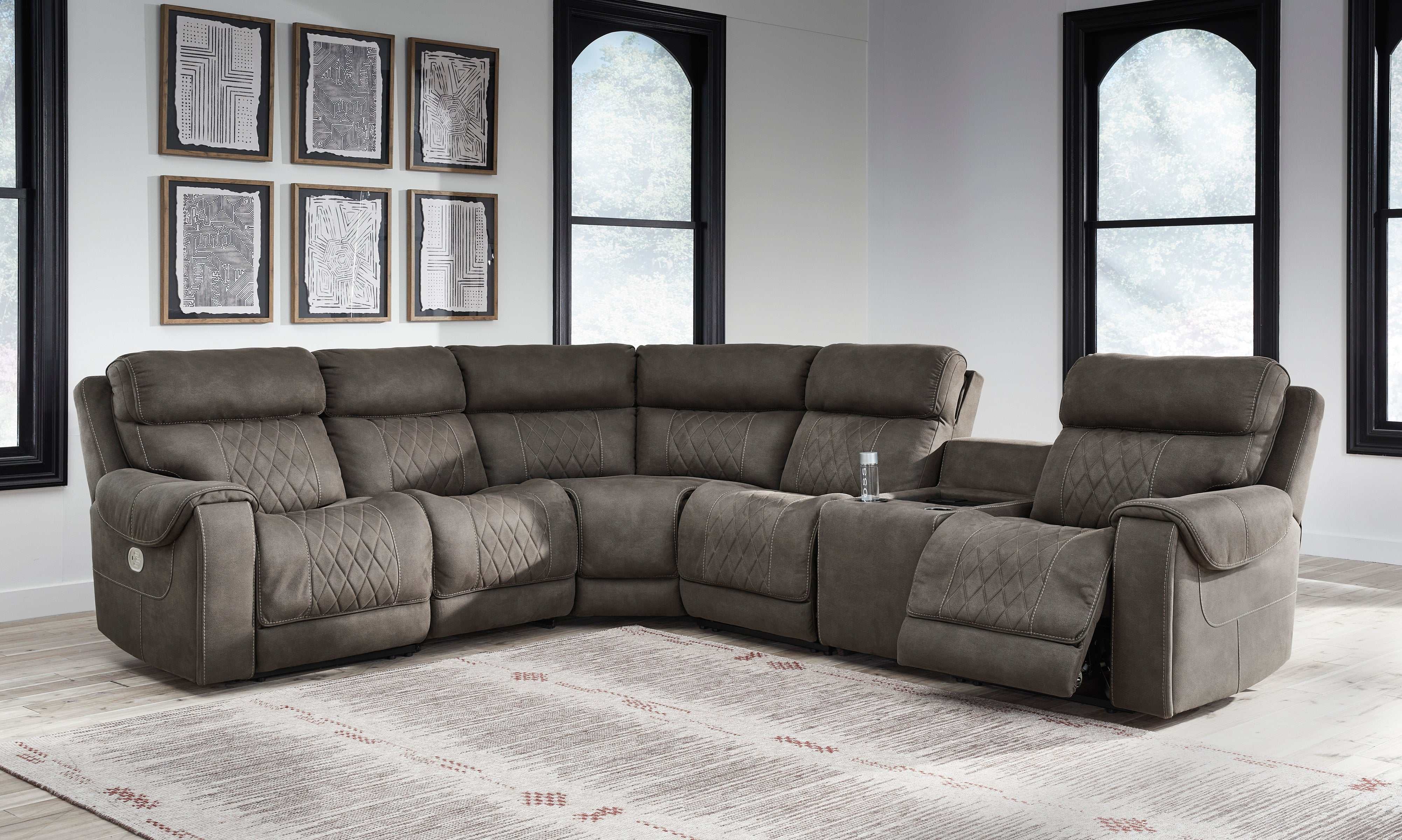 Hoopster Gunmetal 6pc Power Reclining Sectional - Ornate Home