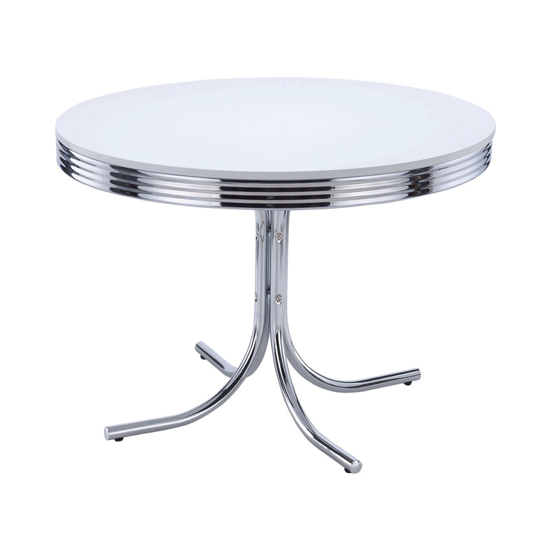 Retro - White & Chrome - Round Dining Table - Ornate Home