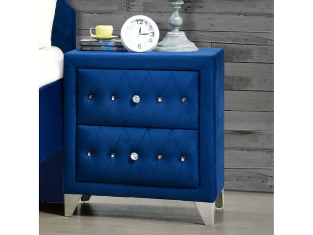 Dante Blue Velvet Nightstand - Ornate Home