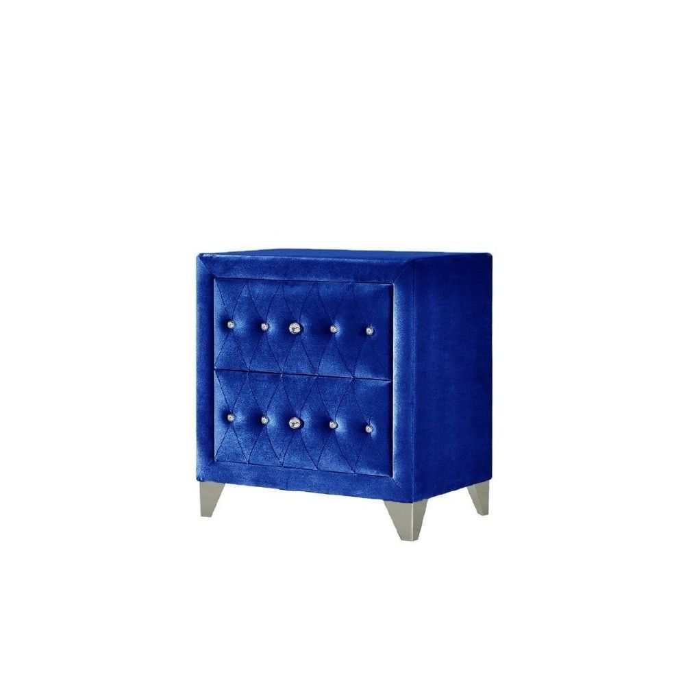 Dante Blue Velvet Nightstand - Ornate Home