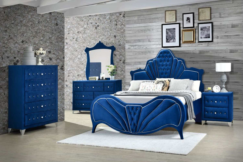 Dante Blue Velvet Chest - Ornate Home