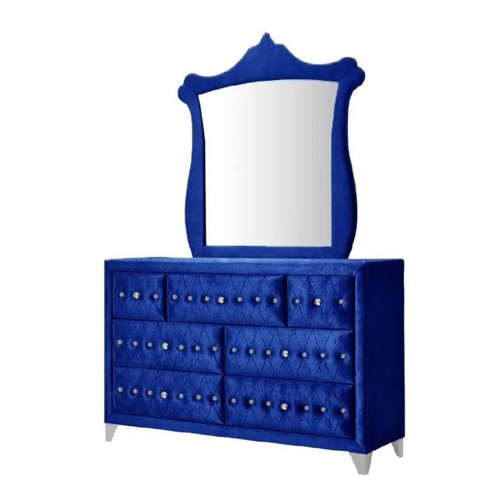 Dante Blue Velvet Mirror - Ornate Home