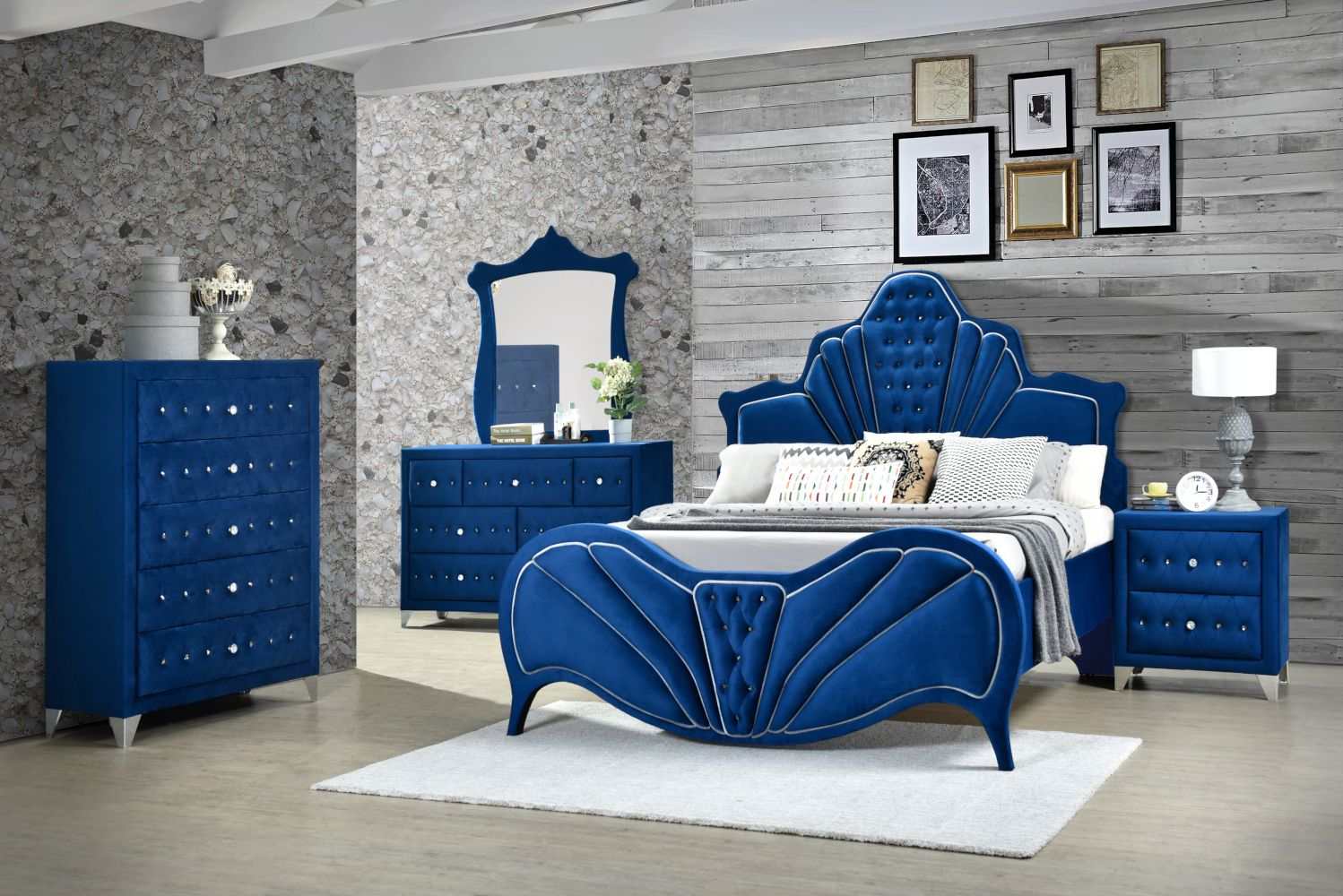 Dante Blue Velvet Dresser - Ornate Home