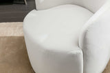 Tule Velvet Swivel Accent Armchair with Metal Ring Detail White - Ornate Home