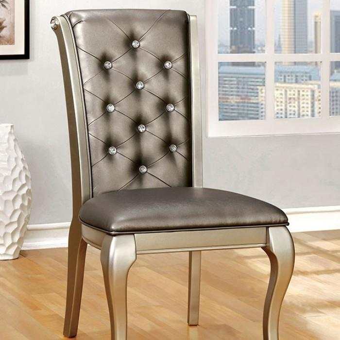 Amina Champagne Dining Side Chair (Set of 2) - Ornate Home