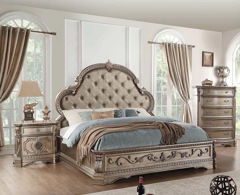 Northville Antique Silver Eastern King Bed - Ornate Home