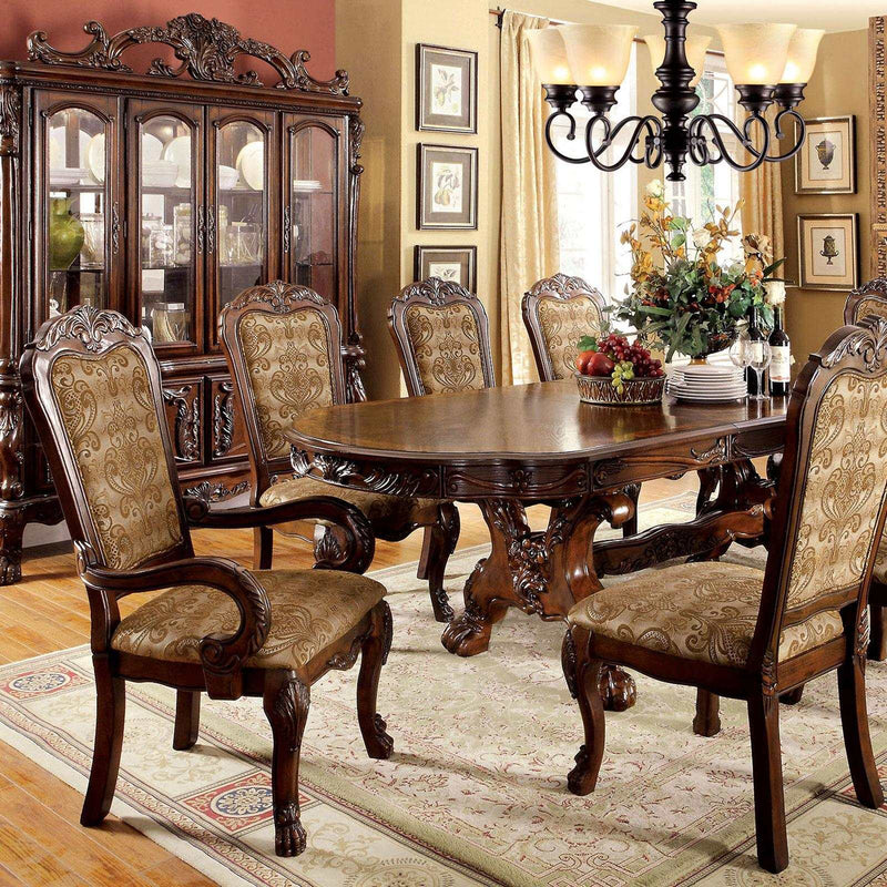 Medieve Cherry Oval Dining Table Set / 9pc