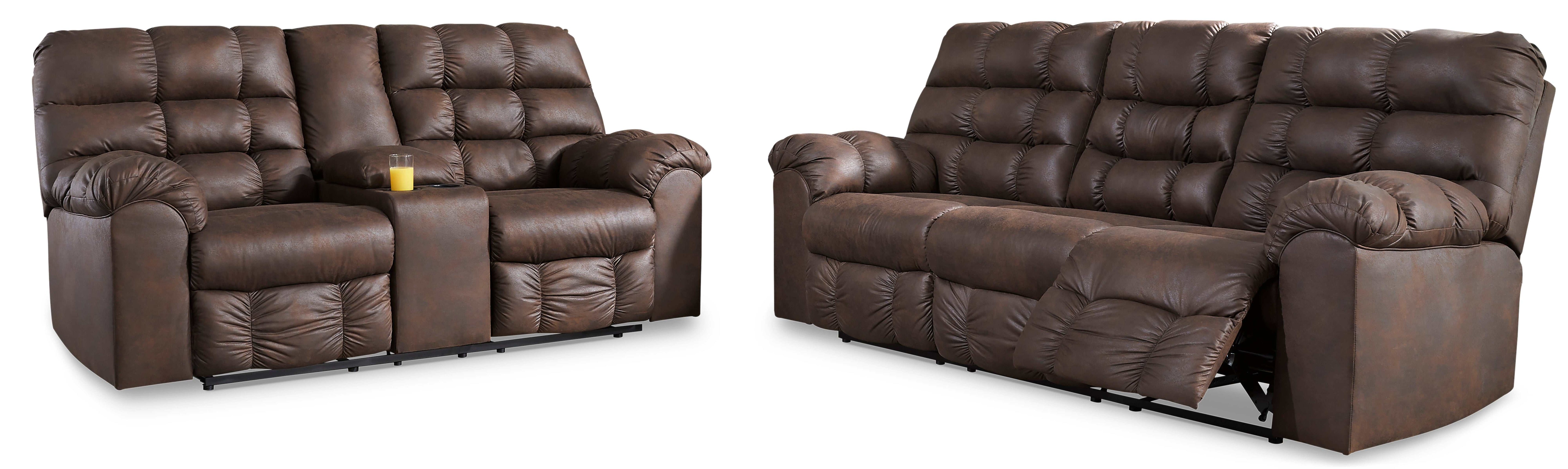 Derwin Nut Manual Reclining Sofa & Loveseat / 2pc Set - Ornate Home