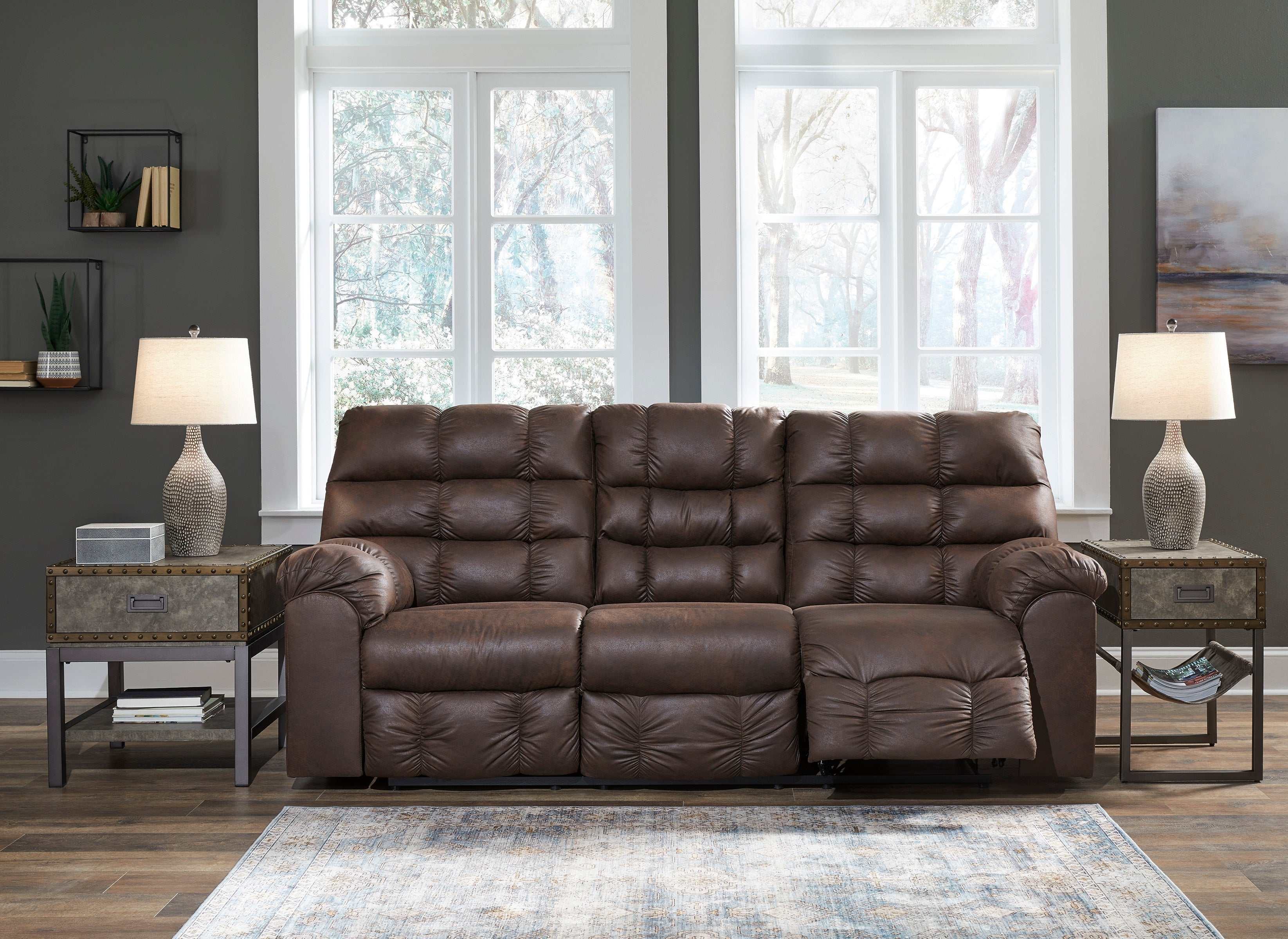 Derwin Nut Manual Reclining Sofa & Loveseat / 2pc Set - Ornate Home