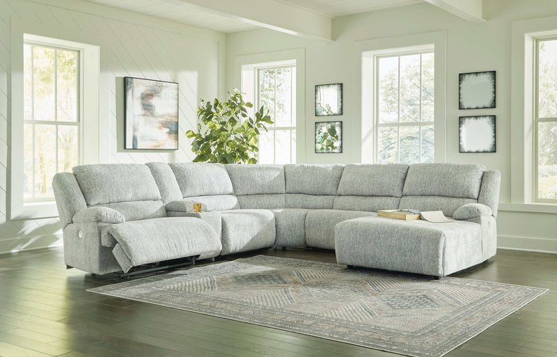McClelland Gray 6pcs Power Reclining Sectional w/ RAF Chaise - Ornate Home