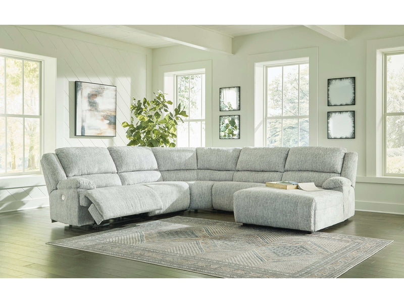 McClelland - Gray - 5pcs Power Reclining Sectional w/ RAF Chaise - Ornate Home