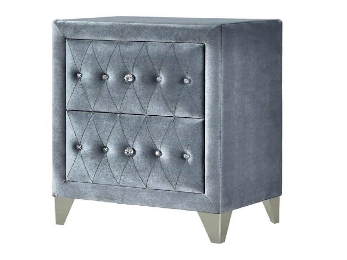 Dante Gray Velvet Nightstand - Ornate Home