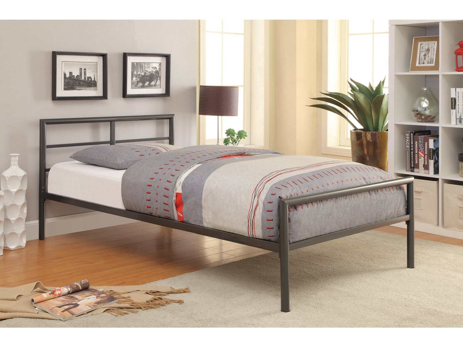 Fisher Gunmetal Twin Metal Bed - Ornate Home