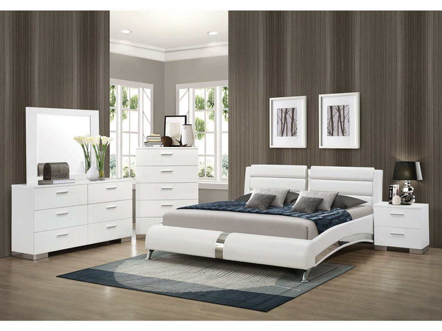 Felicity Glossy White 4pc California King Bedroom Set - Ornate Home