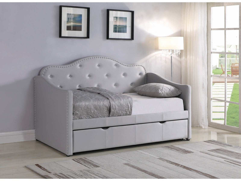 Krish Pearlescent Grey Twin Daybed w/ Trundle - Ornate Home