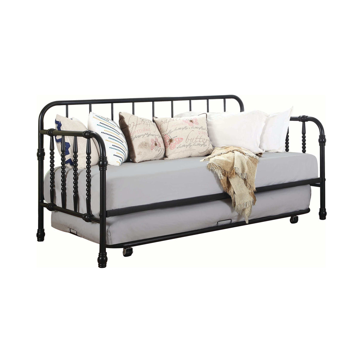 Marina Black Twin Metal Daybed w/ Trundle - Ornate Home