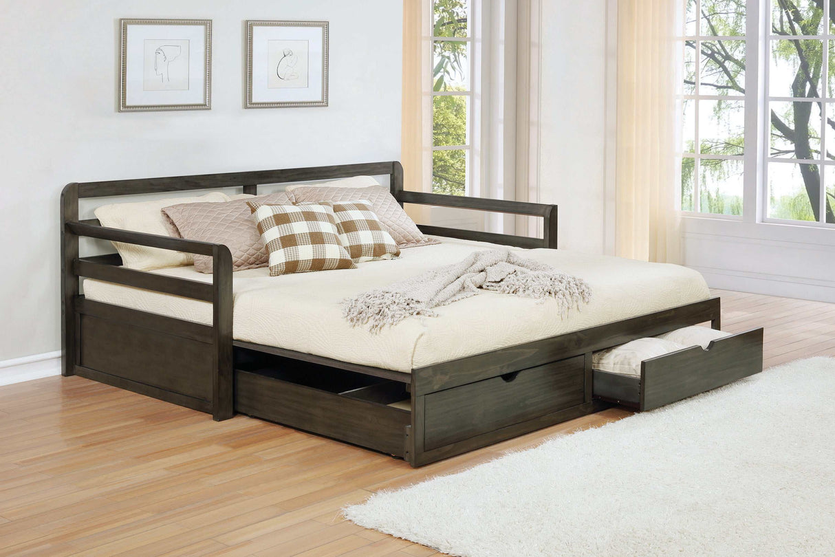 Sorrento Grey Twin Daybed w/ Extension Trundle - Ornate Home