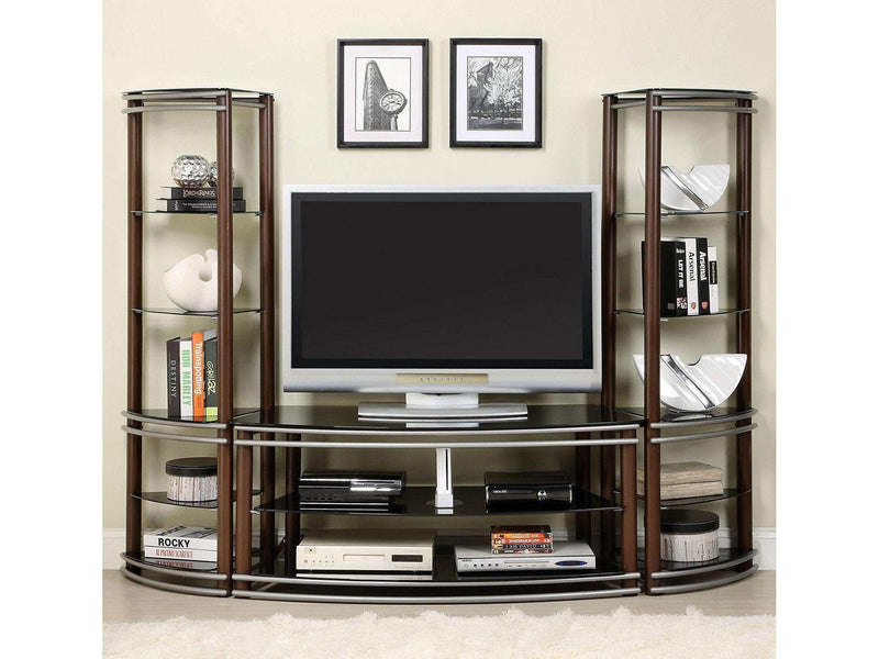 Silver Creek Brown & Silver 3pc TV Stand Set - Ornate Home