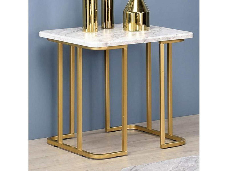 Calista Gold & White End Table - Ornate Home