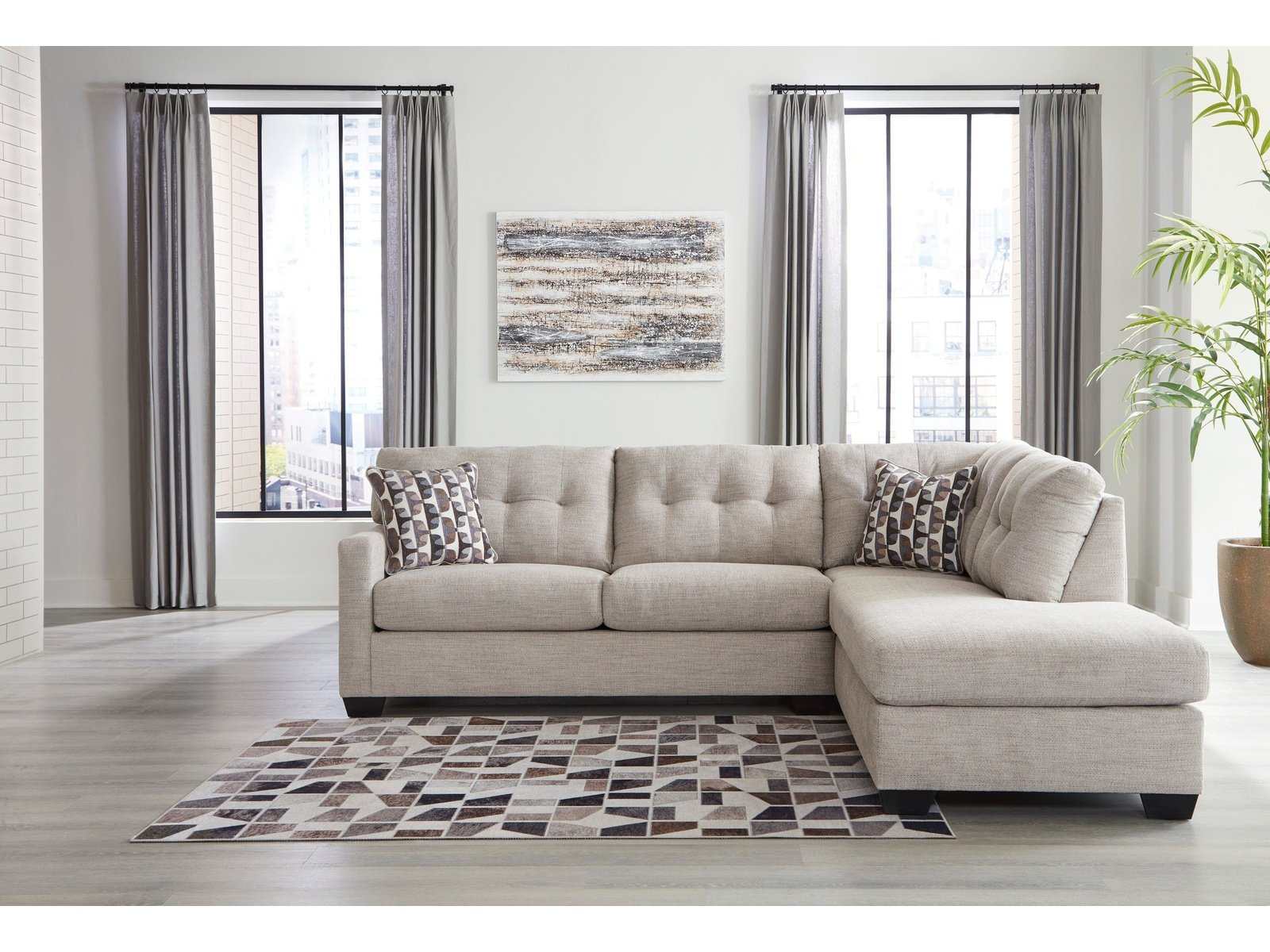 Mahoney Pebble 2pc Sectional Sofa w/ RAF Chaise - Ornate Home