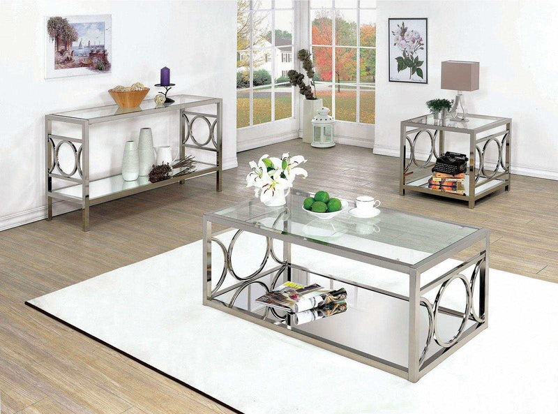 Rylee Chrome & Glass Sofa Table - Ornate Home