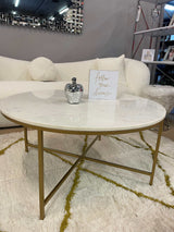 Kendorn White & Gold Round Coffee Table - Ornate Home