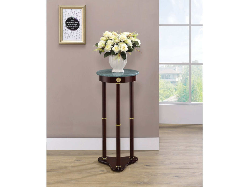 Edie Merlot Round Marble Top Accent Table - Ornate Home
