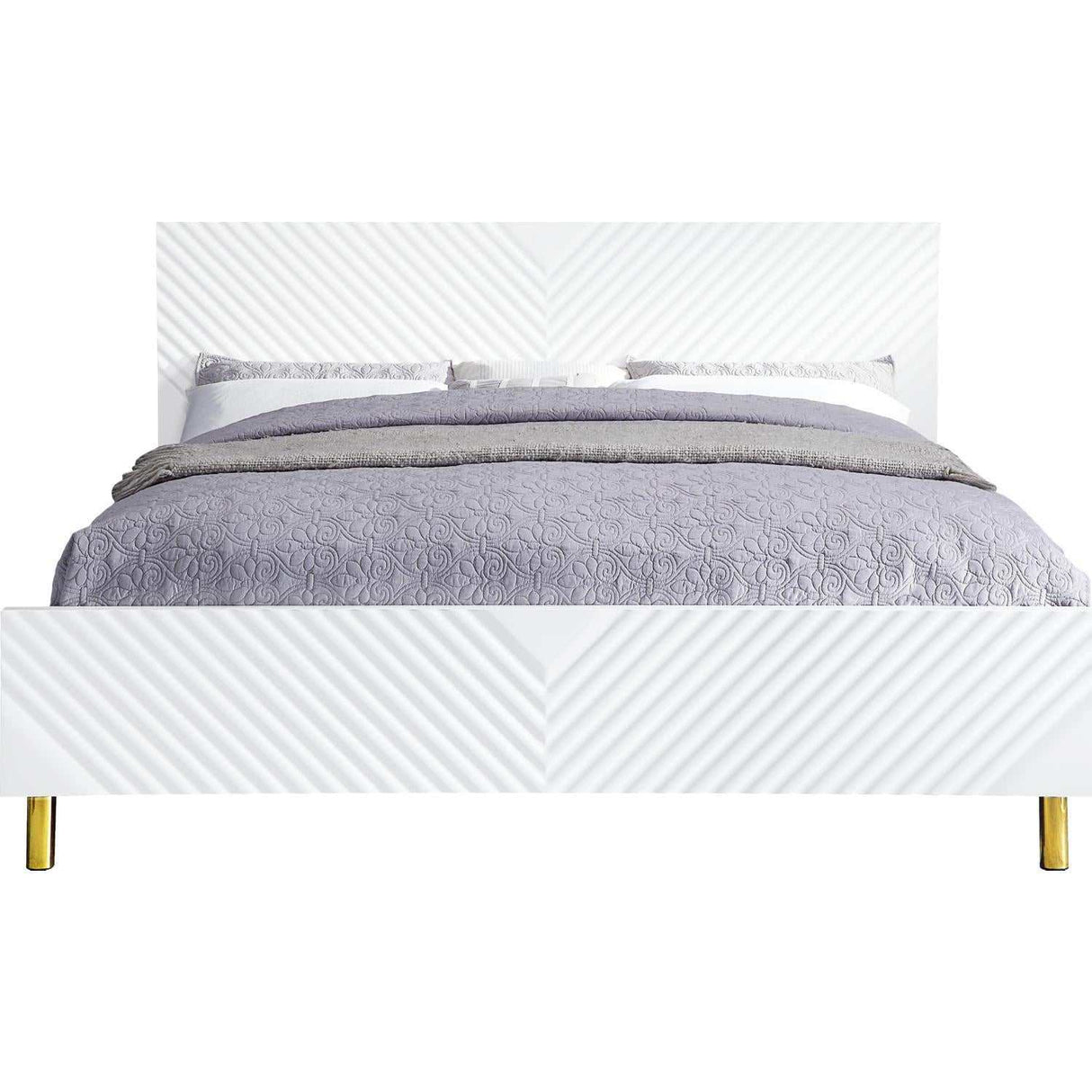 Gaines White High Gloss Eastern King Bed - Ornate Home