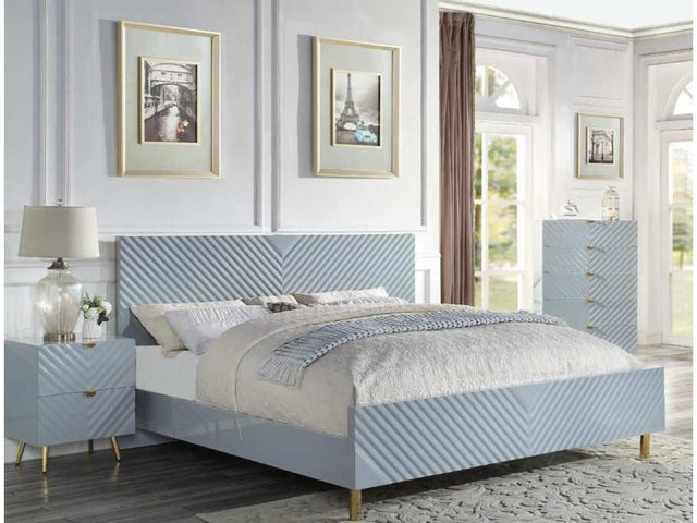 Gaines Gray High Gloss Queen Bed - Ornate Home