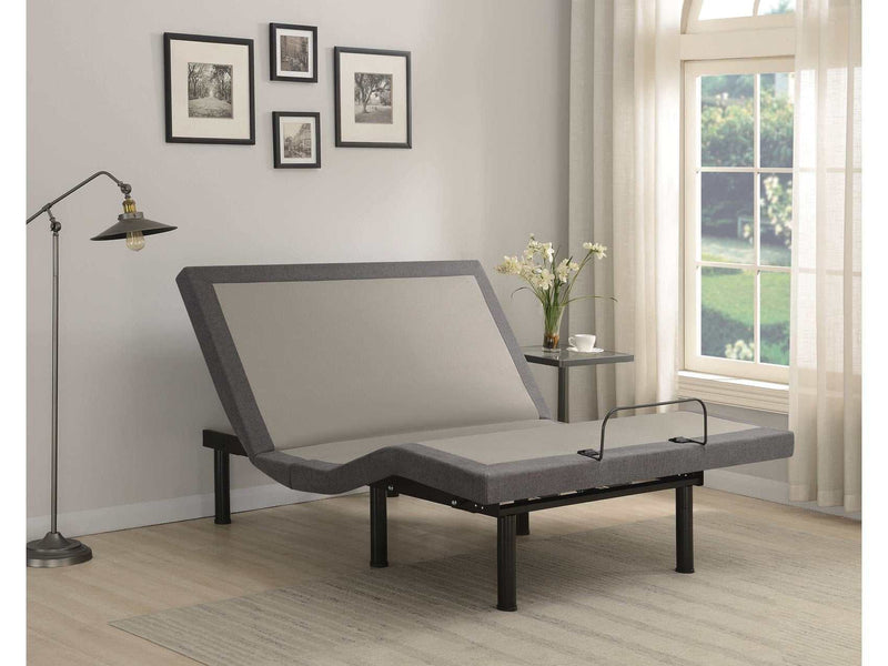 Clara Grey & Black Full Adjustable Bed Base - Ornate Home
