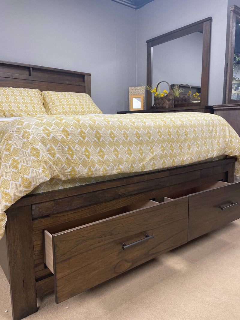 Elkton - Antique Oak - California King Bed w/ 2 FB Storage Drawers - Ornate Home