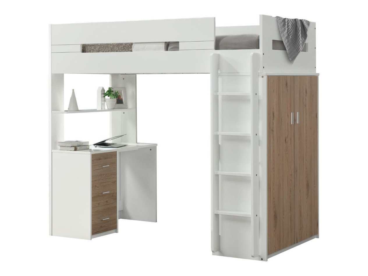 Nerice White & Oak Loft Bed - Ornate Home