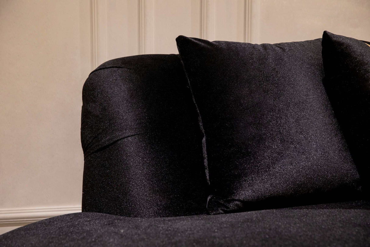 Ella Black Velvet Curved Sectional - Ornate Home