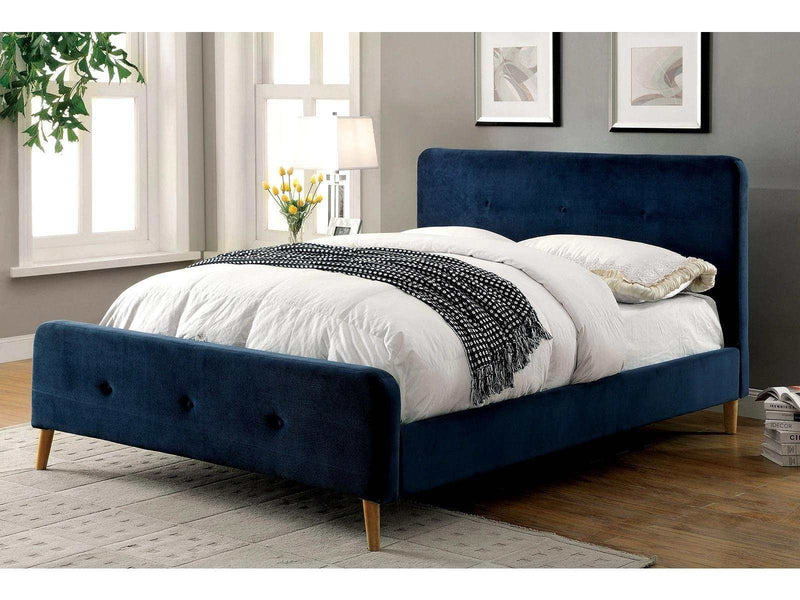 Barney Navy Upholstered Bed Frame - Ornate Home