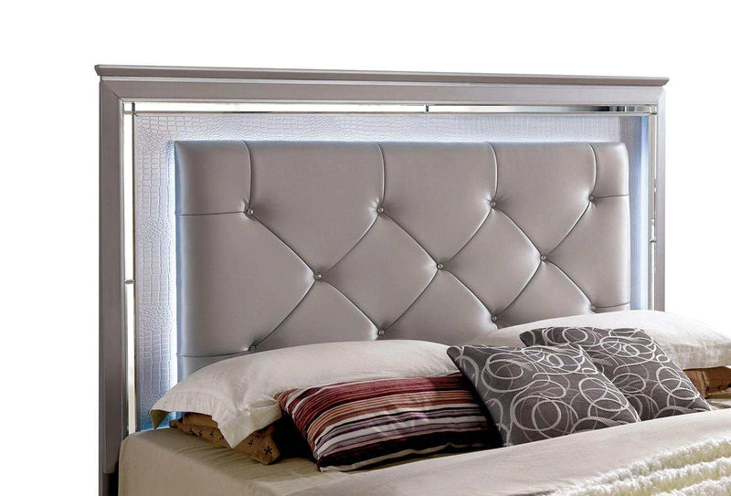 Bellanova Silver Queen Bedroom Set w/ 2 Nightstands / 5pc - Ornate Home
