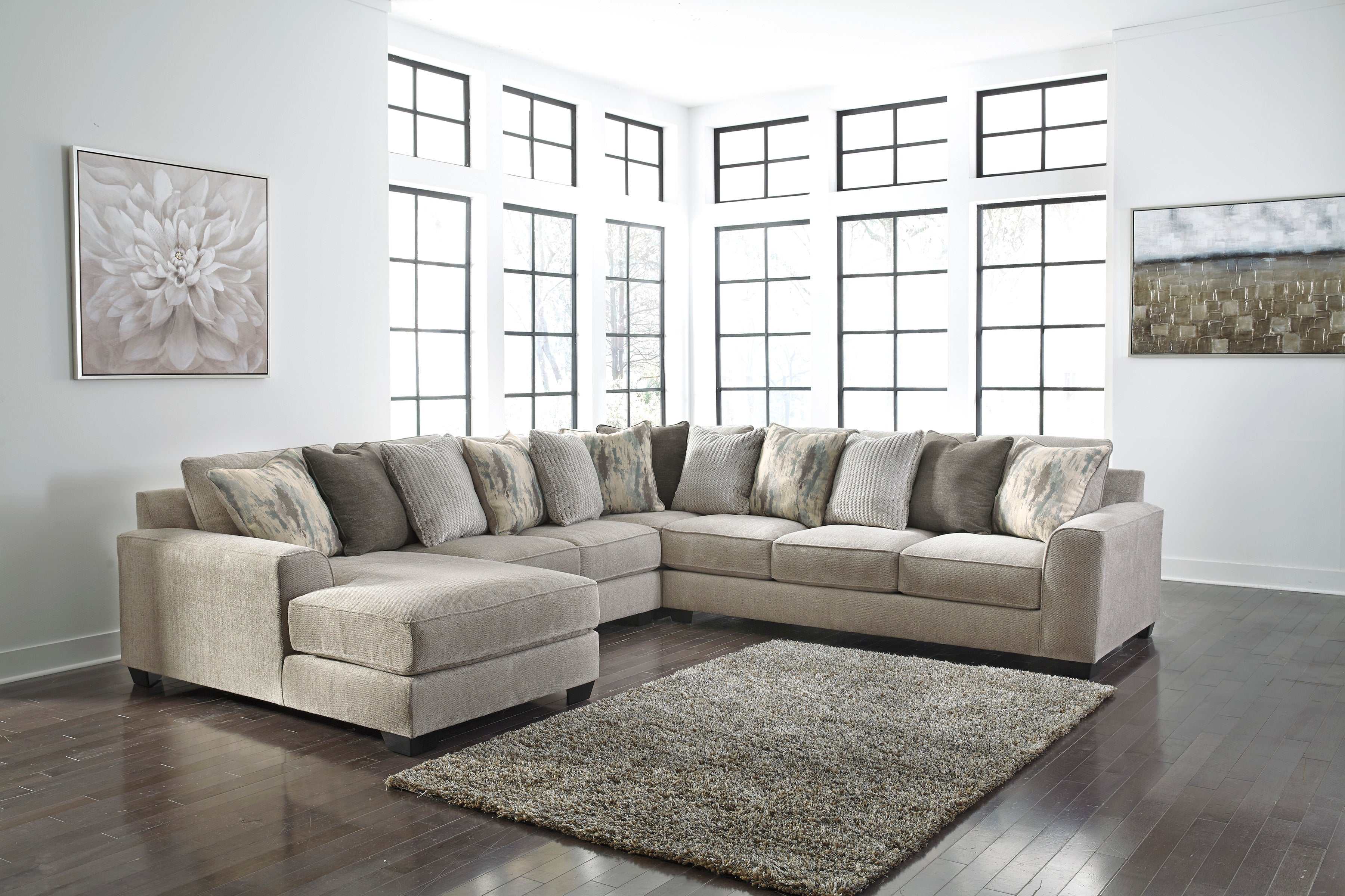 Ardsley Pewter 4pc Sectional w/ LAF Chaise & RAF Sofa - Ornate Home