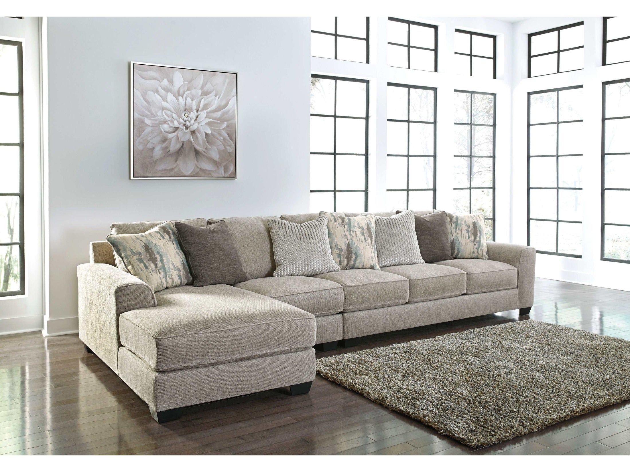 Ardsley Pewter 3pc LAF Chaise Sectional - Ornate Home