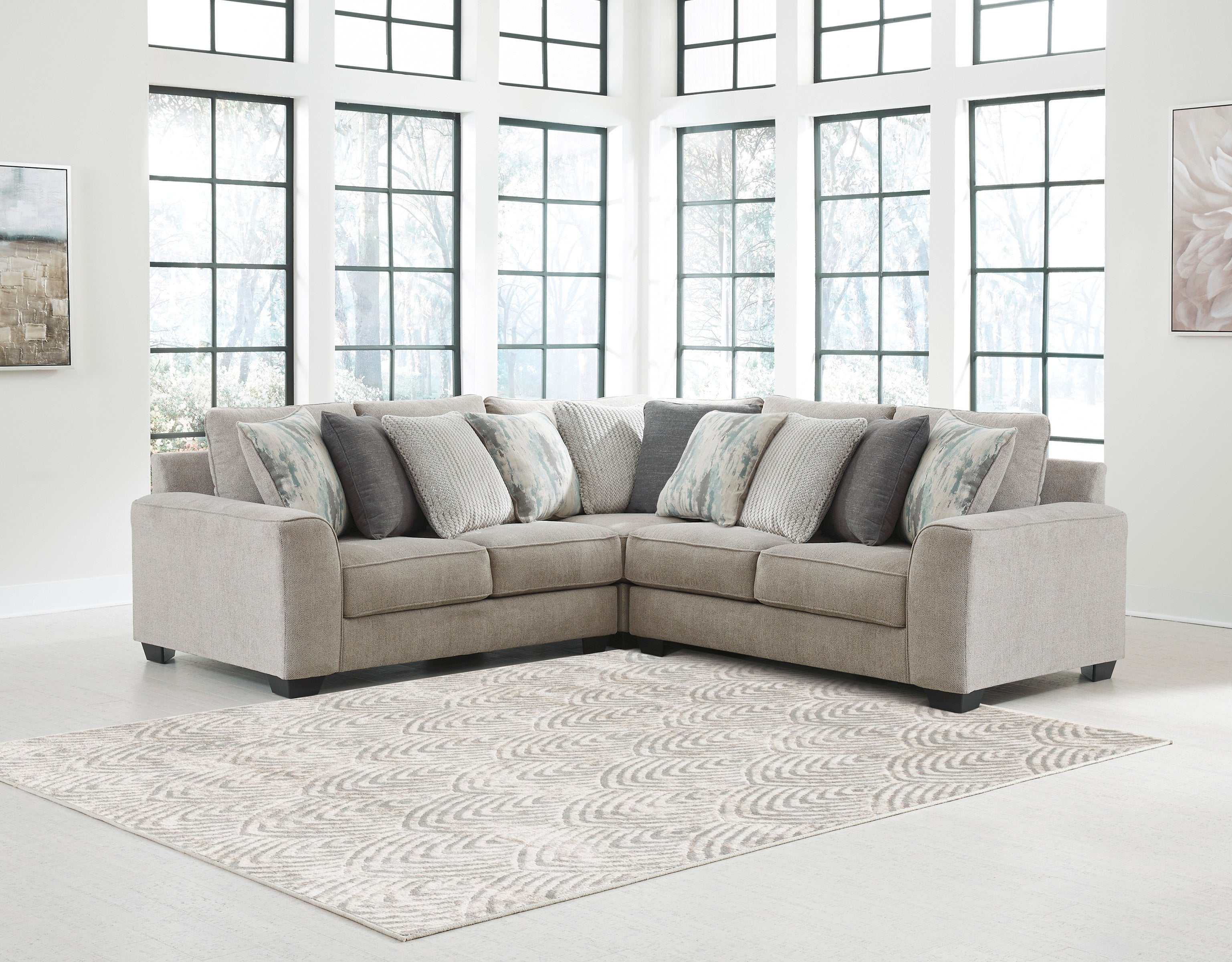 Ardsley Pewter 3pc Symmetrical Sectional - Ornate Home