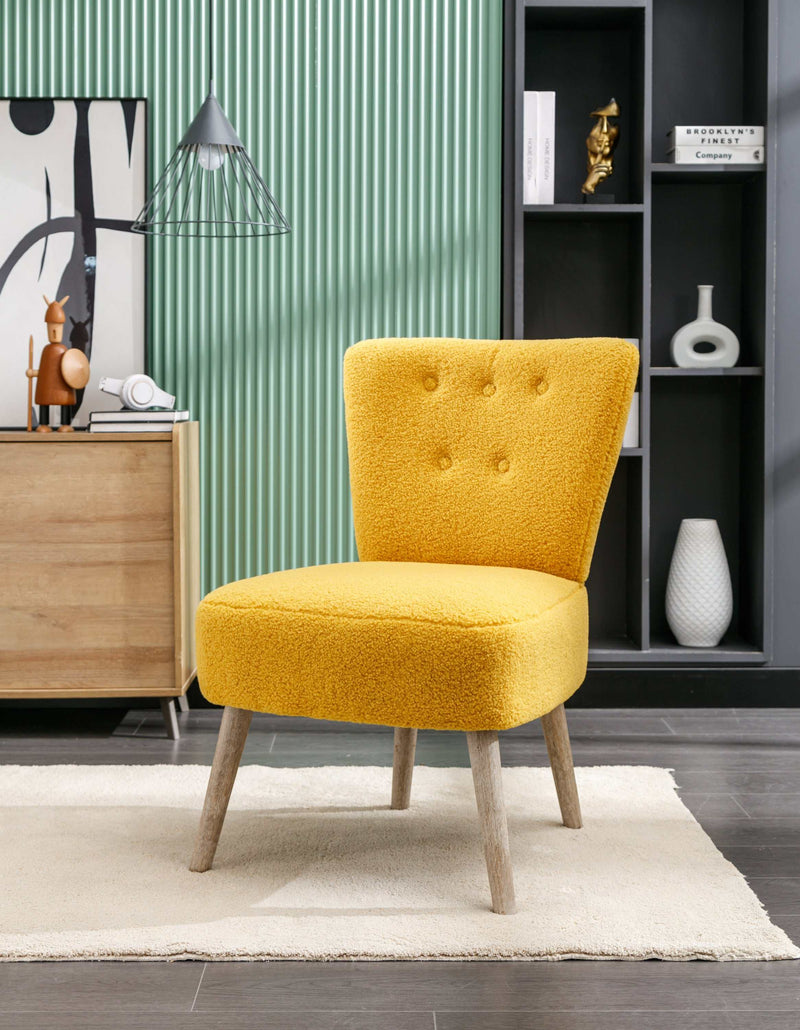 Smithe Teddy Button Accent Slipper Chair Yellow