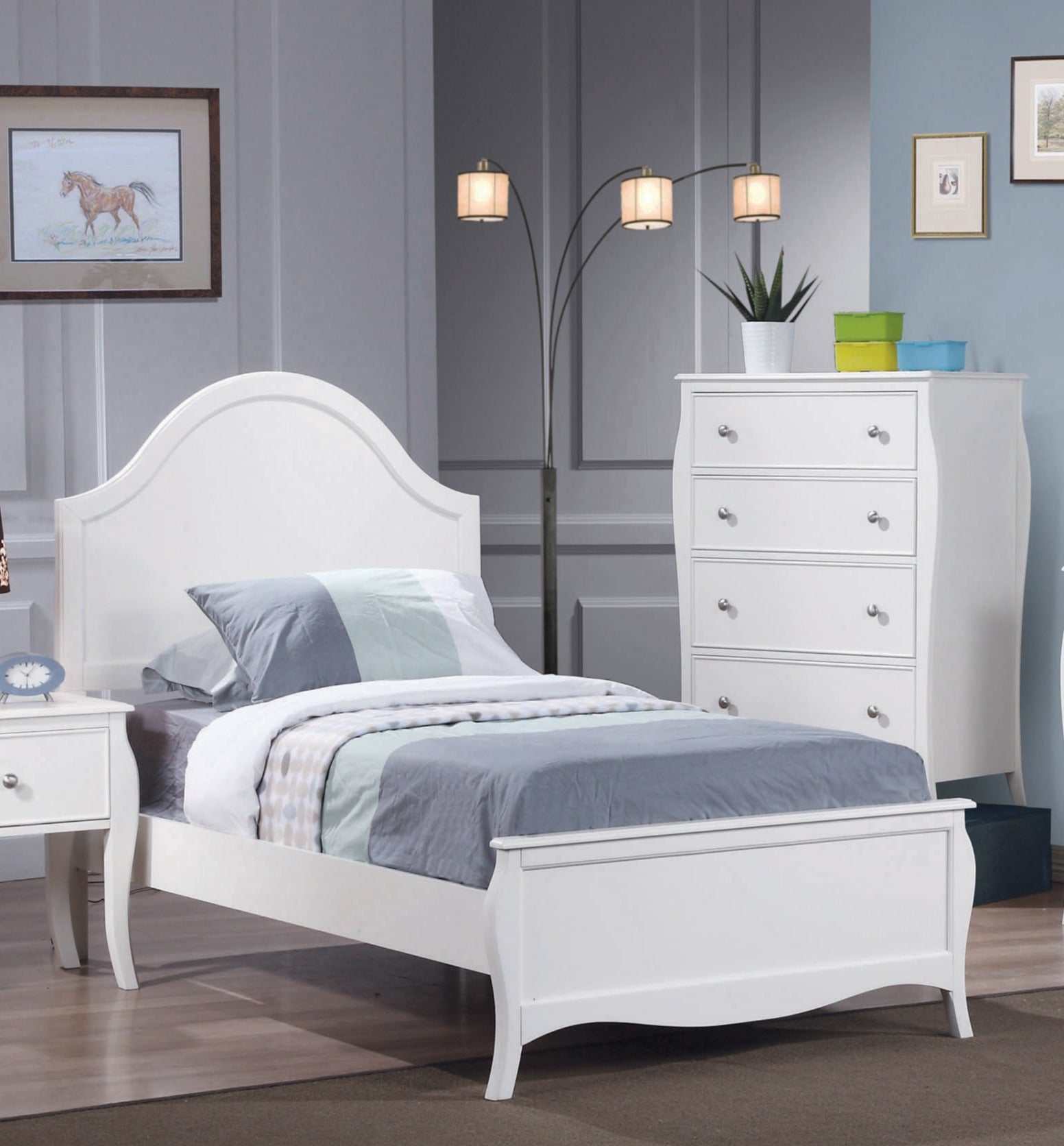 Dominique White Full Panel Bed - Ornate Home