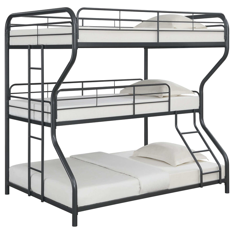 Garner Gunmetal Full / Twin / Full Triple Bunk Bed - Ornate Home